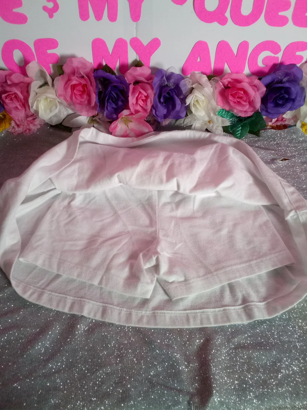 Old Navy White Skort with Navy & Pink Waistband